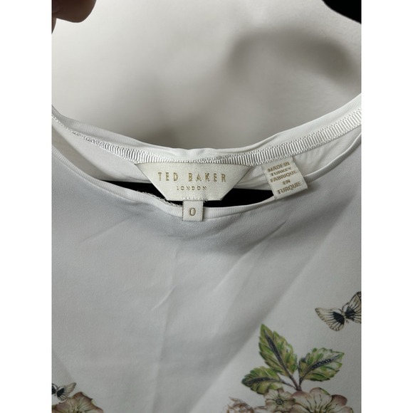 Ted Baker London Women's Lace Overlay Floral Blouse Top White Size 0 - Picture 9 of 9